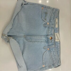 American Threads Pale Blue Denim Shorts with Rolled Hem